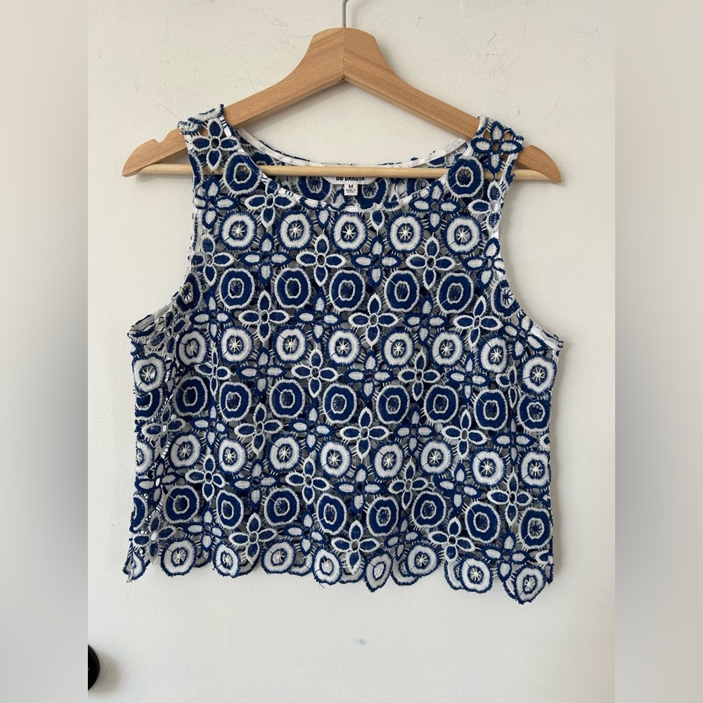BB Dakota Blue and White Tank Top